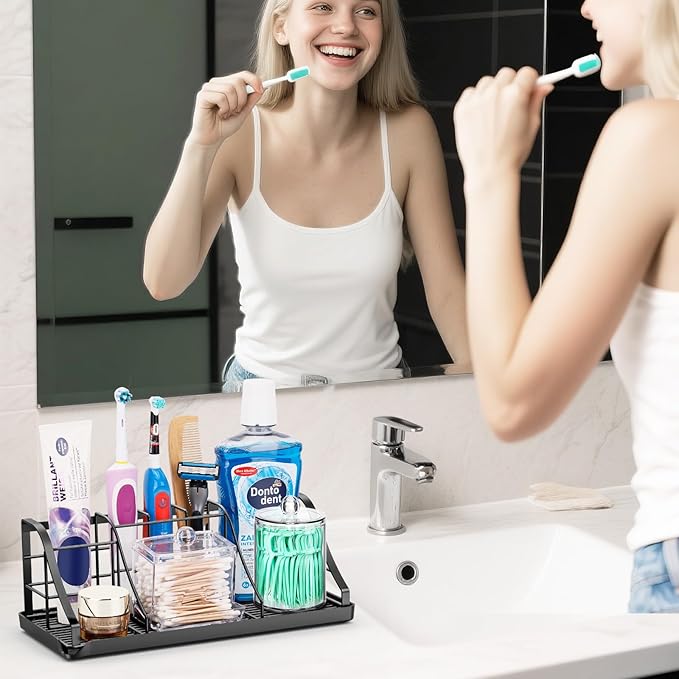 Toothbrush Holders Set with 2 Pack Qtip Holder Dispenser, Kids Electric