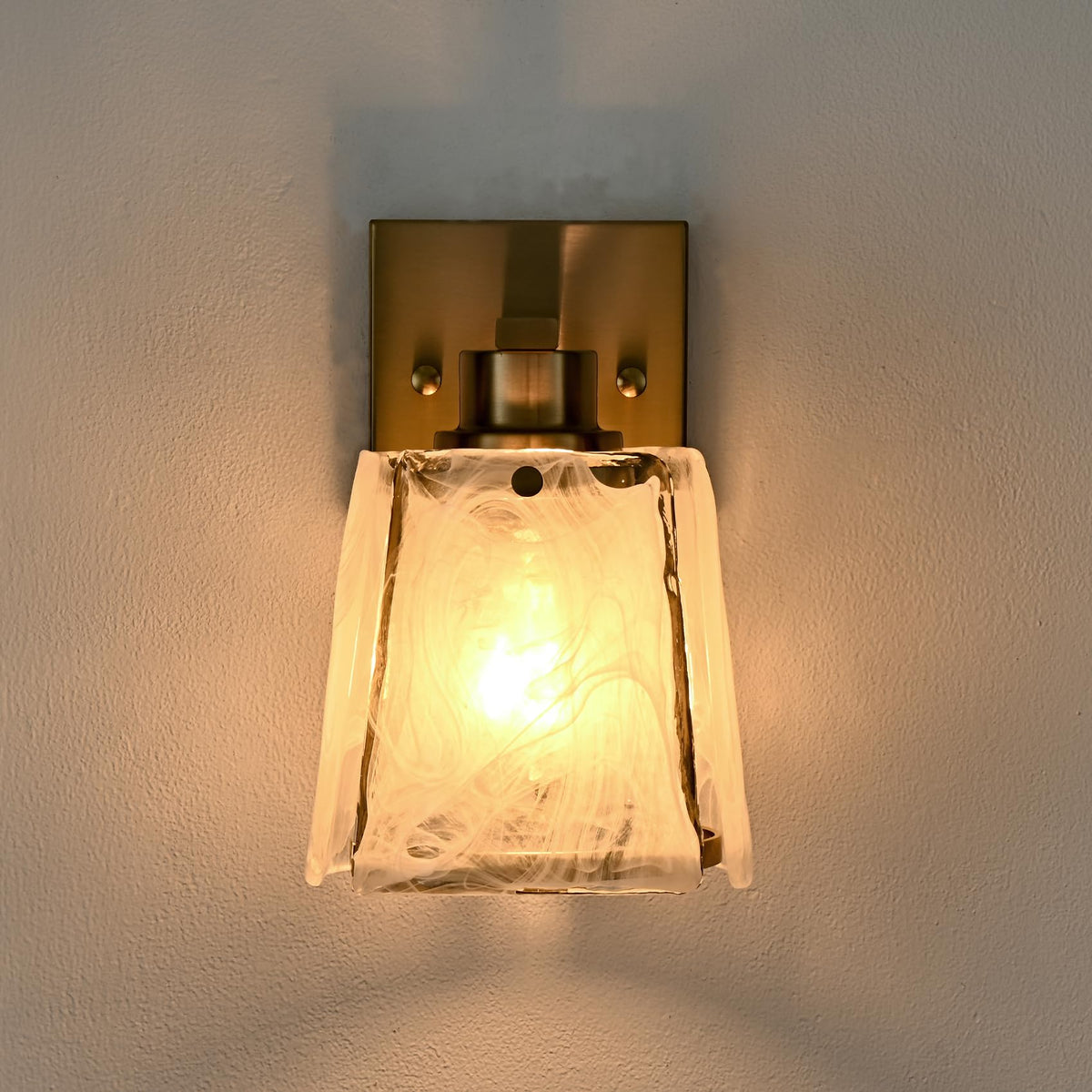 DAYCENT Small Modern Gold Wall Sconce with Glass Shade 1-Light Hardwired Brass Sconces Lighting Bell-Shaped Wall Light Fixtures for Bedroom Hallway Bathroom, E26 Base