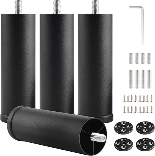4 Pack Furniture Legs Cabinet Metal Cylinder Risers Legs M8 Screw in Support