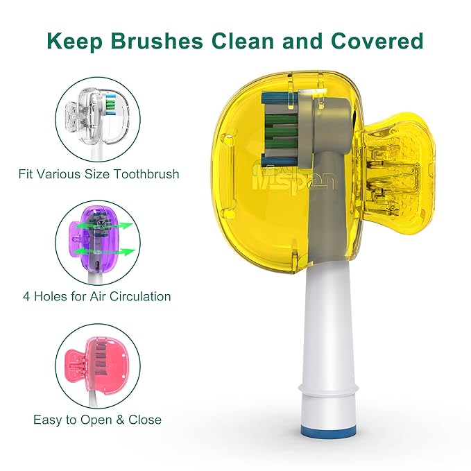 Mspan Toothbrush Head Cover Cap: Tooth Brush Protector Clip Compatible