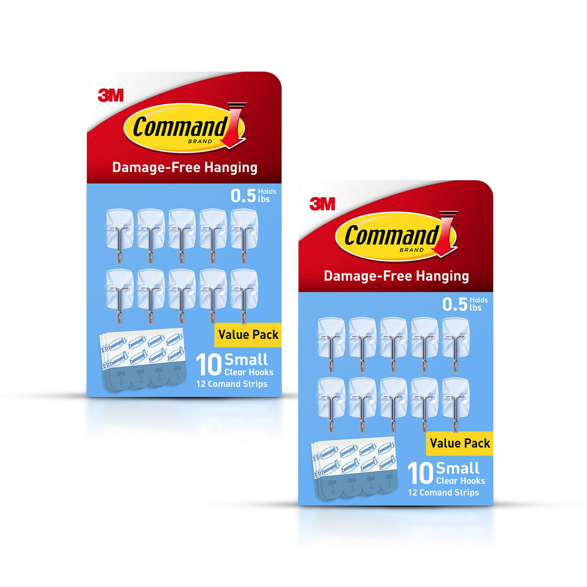 Command Small Clear Wire Toggle Hooks, 20 Wall Hook and 24 Strips, Damage-Free Hanging with Adhesive, Great for Hanging, Organization and Storage, Holds up to 0.5 lb