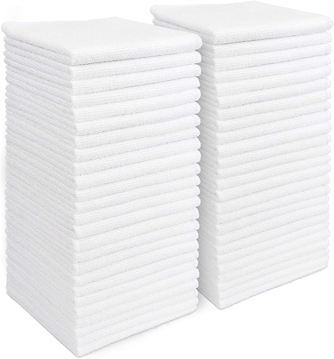 AIDEA Microfiber Cleaning Cloth White 50PK, Cleaning Rags, Lint Free Microfiber
