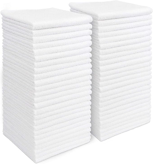 AIDEA Microfiber Cleaning Cloth White 50PK, Cleaning Rags, Lint Free Microfiber