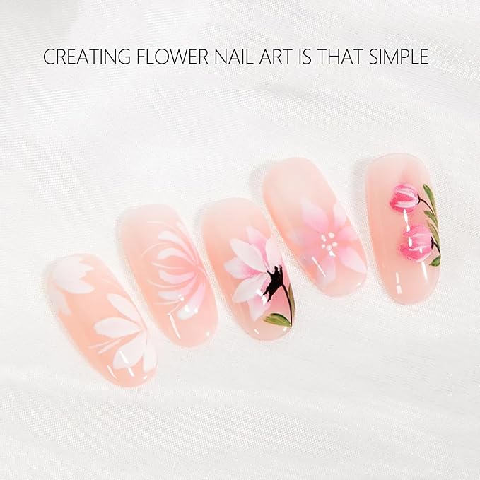 3Pcs Nail Art Brushes Set for Flower Petal Butterfly Drawing, 3D Gel Acrylic