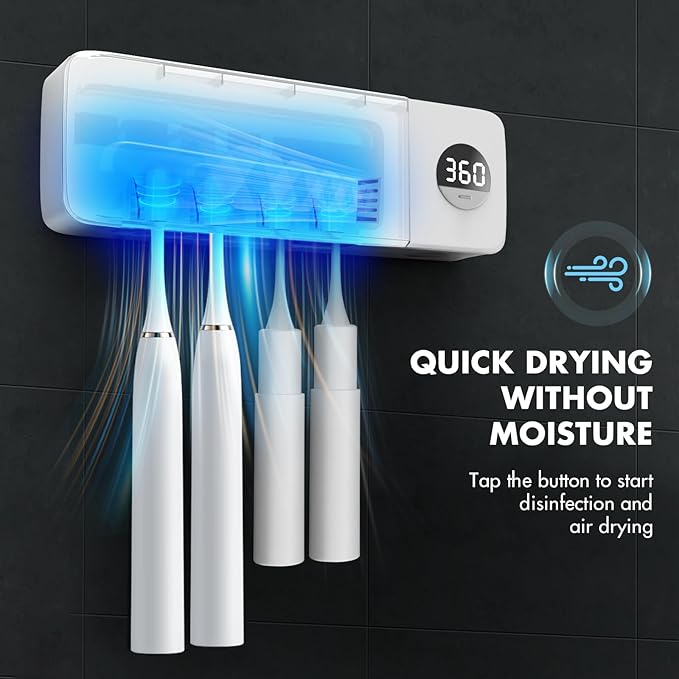 Sanitizeri Toothbrush Holder, Sanitizeri Toothbrush Cleaner, 2000mAh