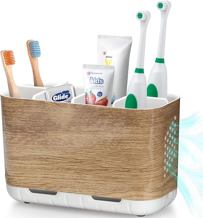 Boperzi Toothbrush and Toothpaste Holder Wood Grain