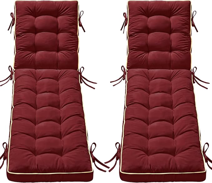 2 Pack 72x21 Inch Folding Chaise Lounge Cushion Quick Dry