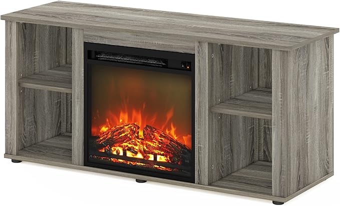 Furinno Jensen Fireplace Entertainment Center TV Stand