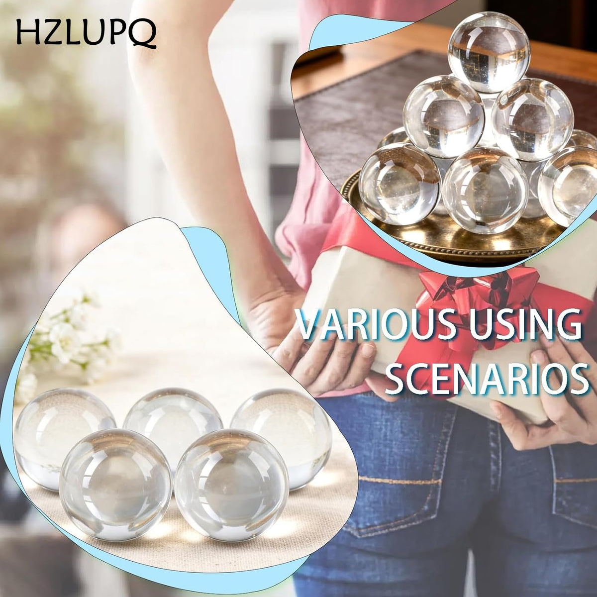 HZLUPQ 6PCS Clear Crystal Ball Spheres, Decorative Glass Orbs for Home Decor