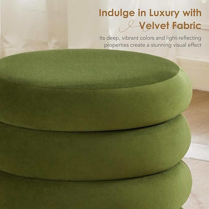 Flouki 19.5" Storage Ottoman Round, Vanity Stools