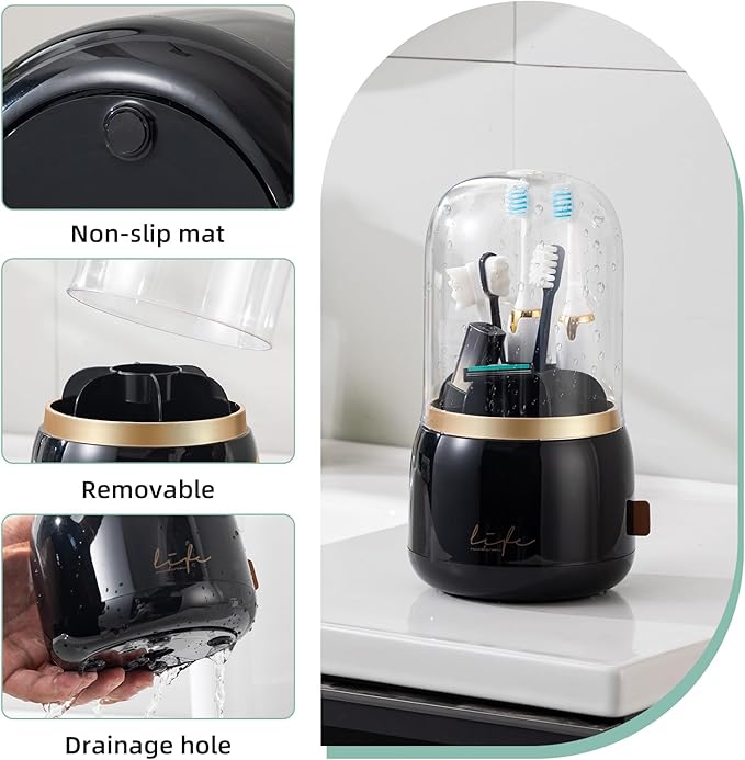 Toothbrush Holders for Bathrooms, Rotating 7 Slots Electric Toothbrush Holders