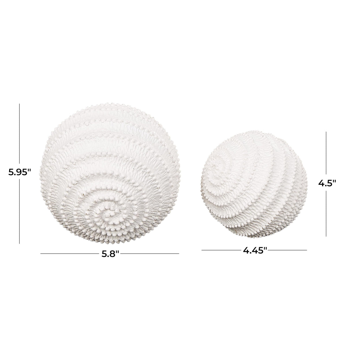 Deco 79 Resin Coral Decorative Sculpture Textured Home Decor Statues with Dimensional Ball Details, Set of 2 Accent Figurines 6", 5" H, Cream