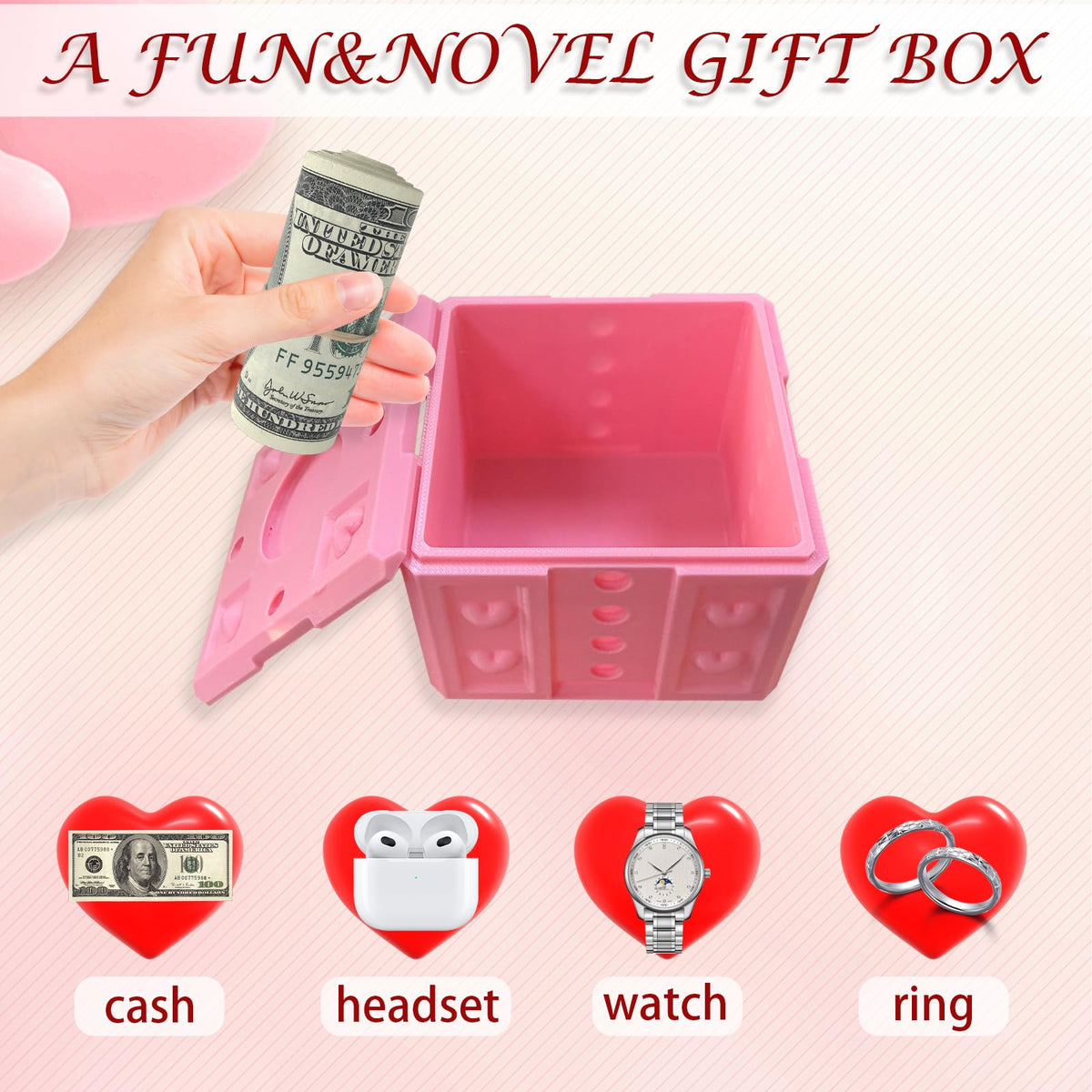 Annoying Gift Box with Screws, Annoying Present Prank Screw Box, Money Card Container Novelty Box, Take Apart Puzzle Surprise Funny (Pink White-Medium Size)