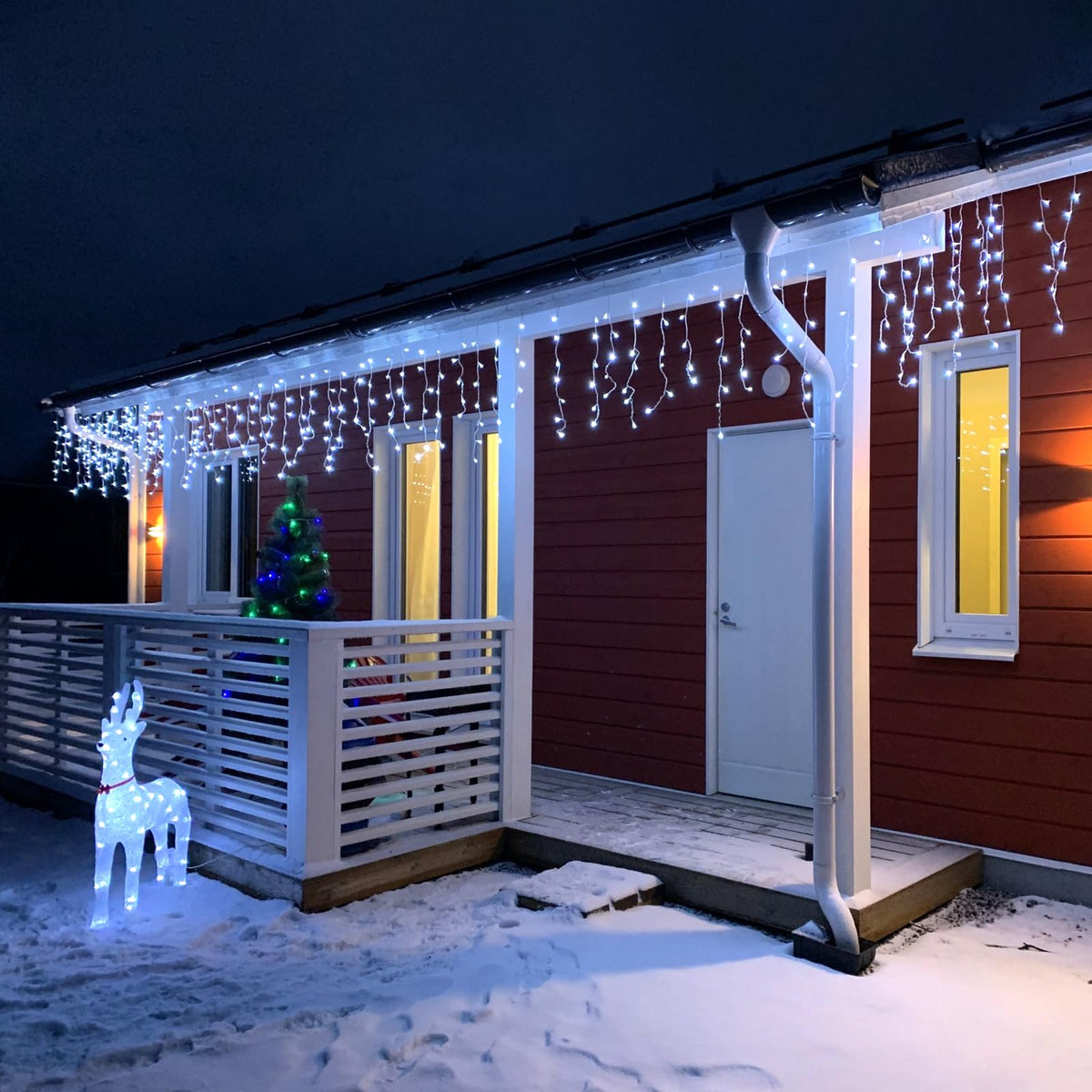 Icicle Christmas Lights Outdoor, 33ft 400 LED Icicle Lights for Outside, Plug in Twinkle Lights Indoor with 8 Modes Timer Waterproof for House Holiday Decor Wedding Christmas Decorations (Cool White)