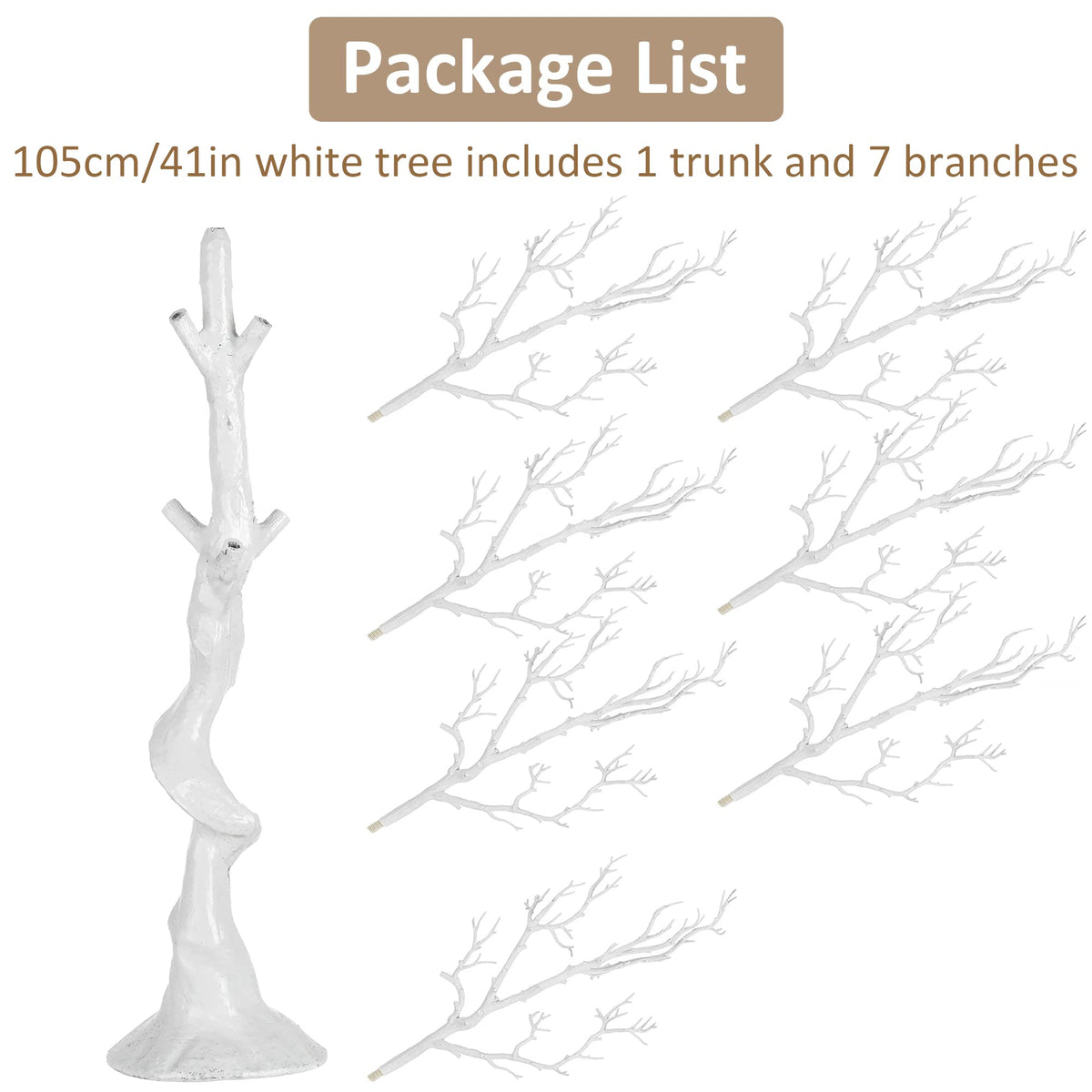 Sziqiqi Ornament Display Tree White Artificial Trees 3.4FT Tall Fake Decorative Manzanita Tree for Table Centerpiece Wedding Party Birthday Garden Christmas Decorations