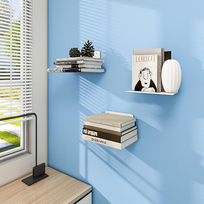 FENTEC Floating Book Shelves for Wall, Wall Mounted Invisible Floating Bookshelf