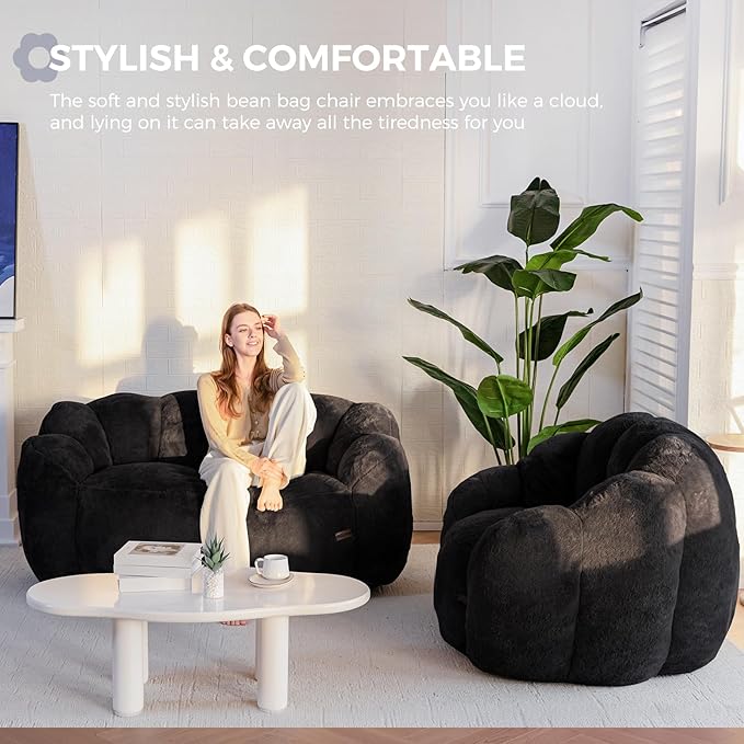 MAXYOYO Bean Bag Chair for Adults, Loveseat Floral Shaped Bean Bag Sofa