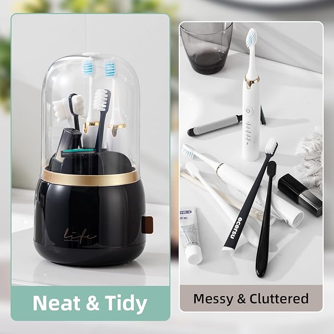 Toothbrush Holders for Bathrooms, Rotating 7 Slots Electric Toothbrush Holders