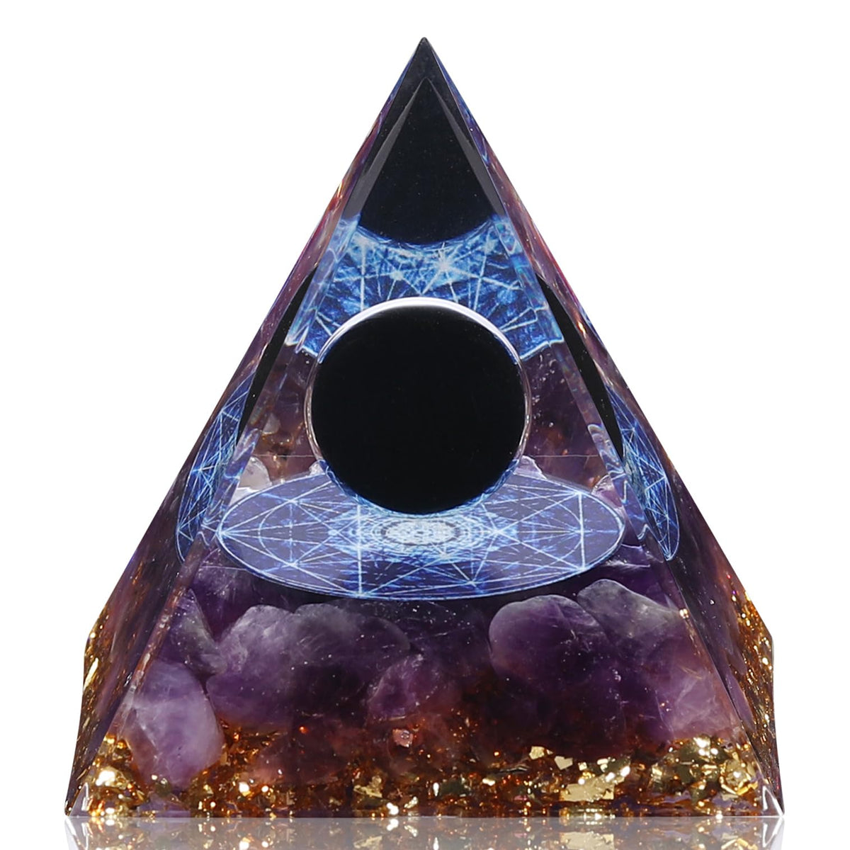 Hopeseed Orgone Pyramid for Positive Energy, Orgonite Natural Obsidian&Malachite Healing Crystals Pyramid for Reduce Stress Chakra Reiki Healing Meditation Cleanses the Mind and Boosts Confidence