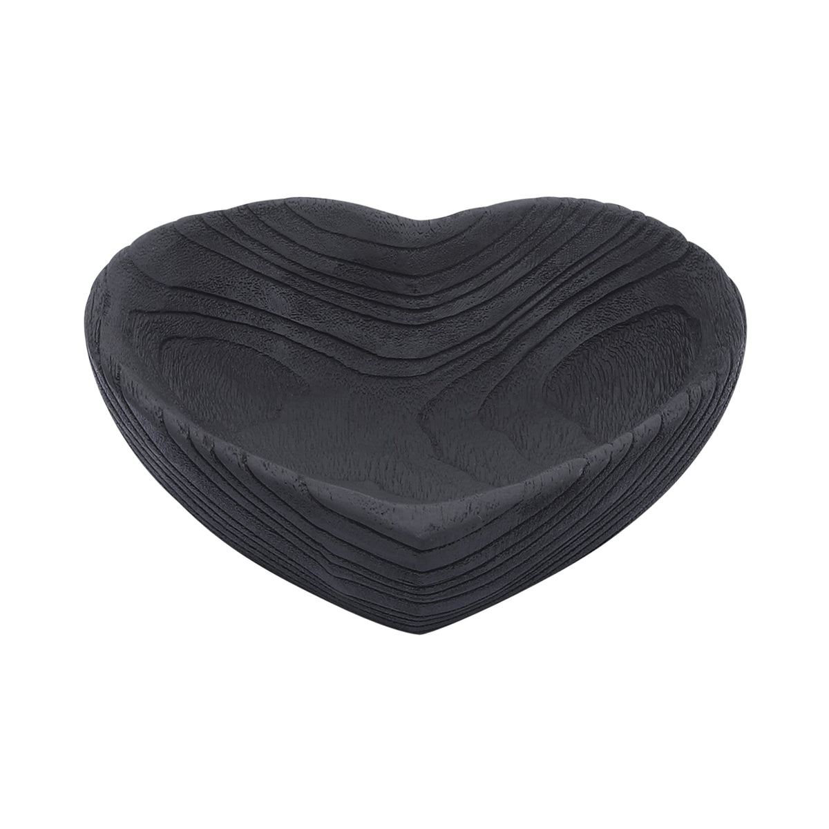 Set of 2 Wooden Decorative Bowls – Accent Bowl Set for Everyday Display, Coffee Table or Entryway Styling – Heart Shape Design for Soft, Sculptural Impact, Home Decor – 10" & 8", Black