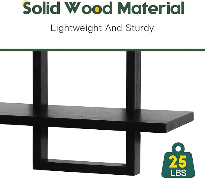 PHOENANCEE Floating Shelves for Wall, Display Hanging Shelf Set of 2, Modern