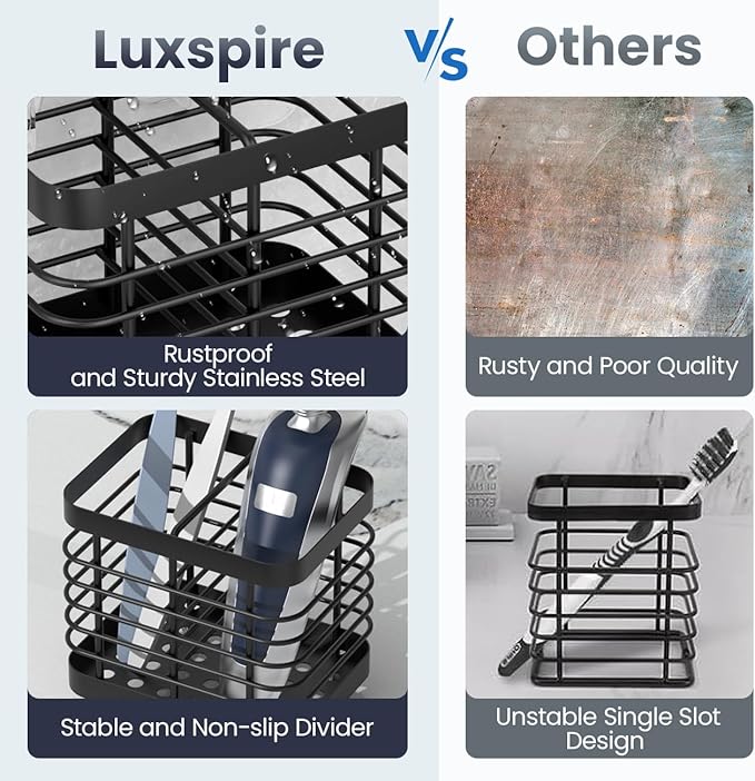 Luxspire Toothbrush Holders for Bathroom, Stainless Steel Electric Toothbrush