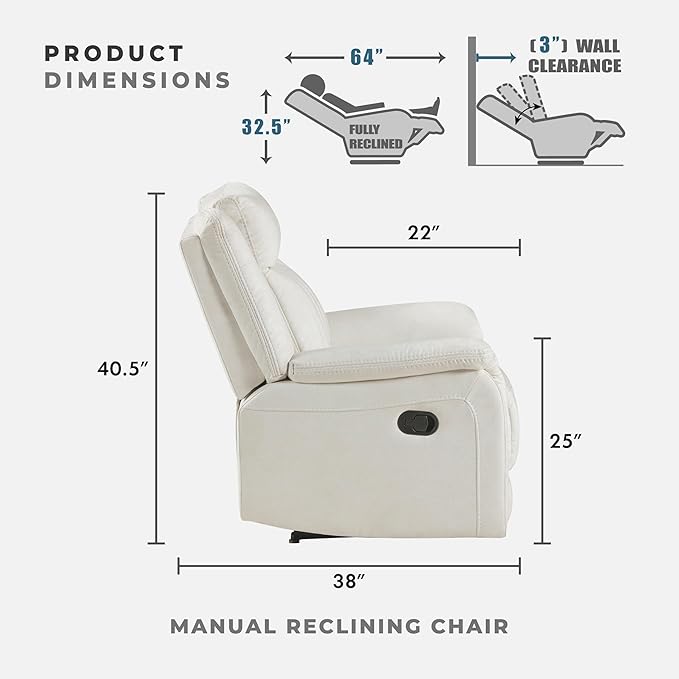 Lexicon Manual Recliner Chair, Polished Microfiber Reclining Sofa Chair