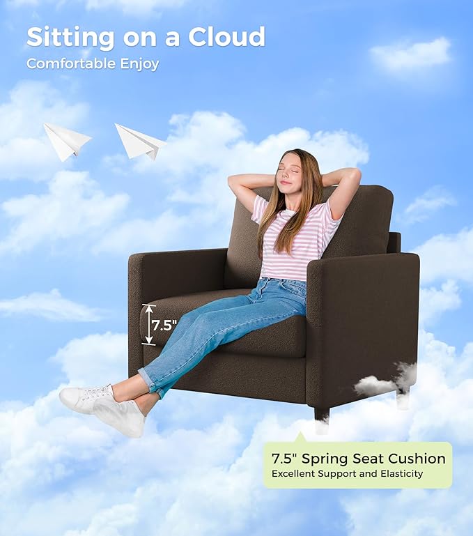 Welzona Sofa Accent Chair, Tool-Free Setup Living Room Accent Chairs, Comfy Arm