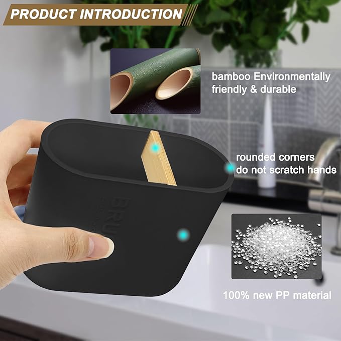 Toothbrush Holder with Bamboo Divider, Detachable