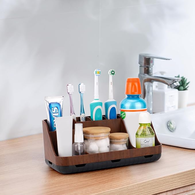 Wood Toothbrush Holders for Bathrooms Countertop Organizer