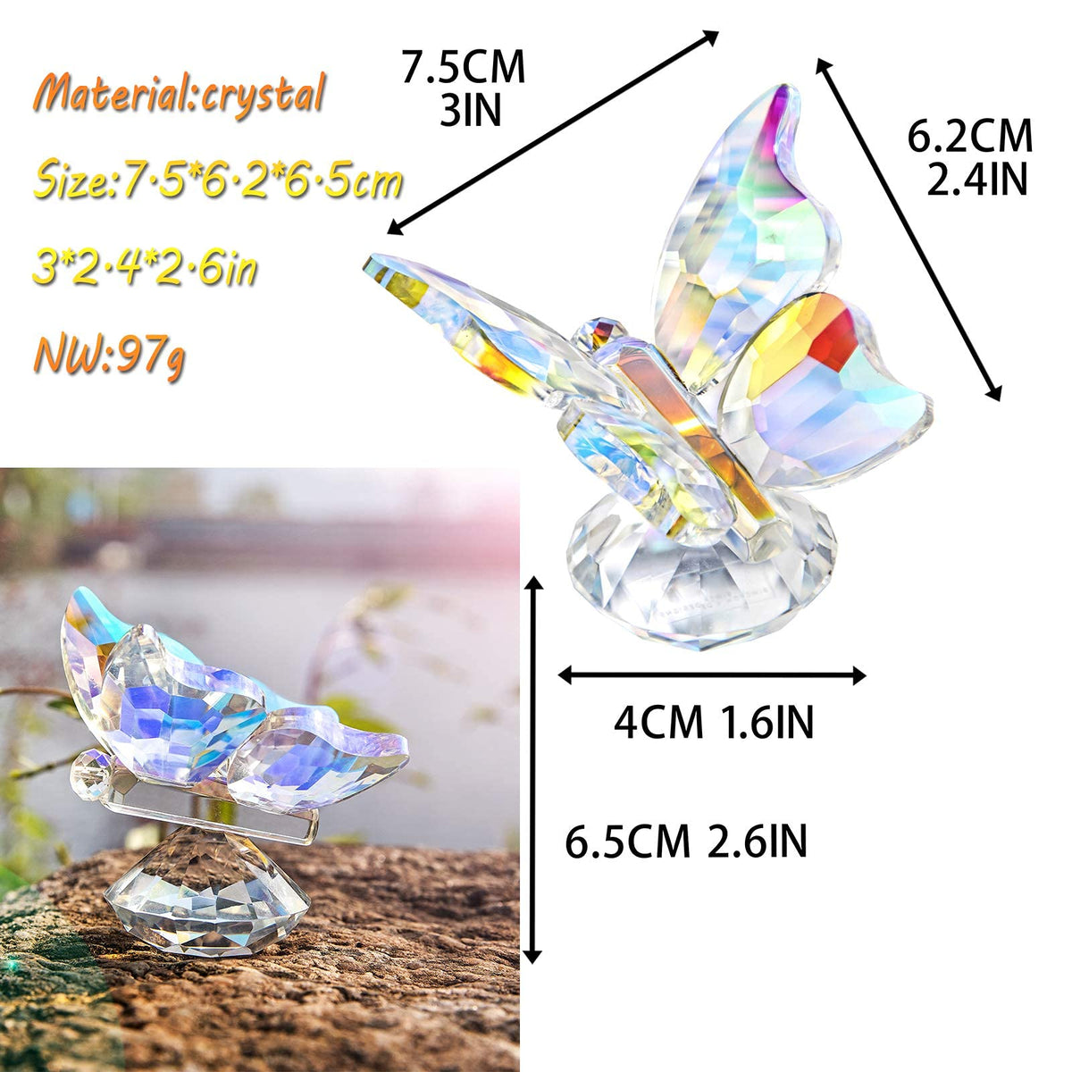 H&D HYALINE & DORA Sun Catcher Crystal Butterfly Animal Figurine Paperweight Home Table Decor