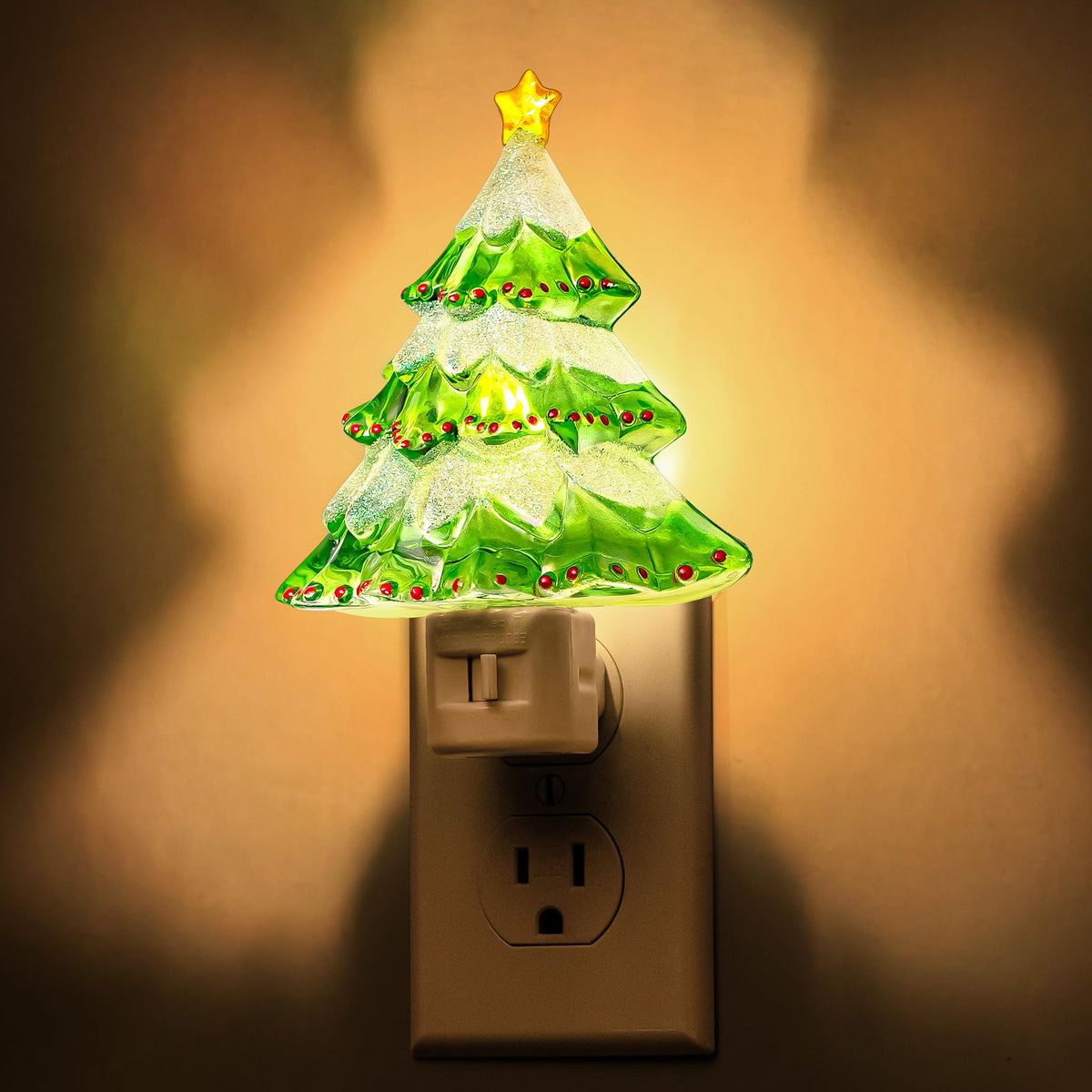 DORESshop Christmas Tree Night Light, 3000K Night Lights Plug into Wall, Cute & Funny Christmas Decor Night Light for Kids, Plug in Nightlight with 360° Rotatable, Holiday Party Decor, 2 Pack