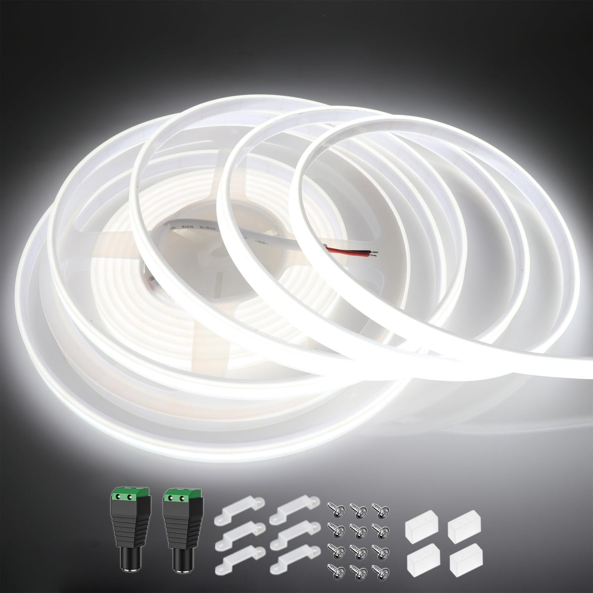 LEDENET COB LED Strip Lights Waterproof IP67 White 6000K DC12V 16.4ft/5m 480LEDs/m CRI94 Dotless LED Rope Lights for Living Room Cabinets Outdoor DIY Lighting
