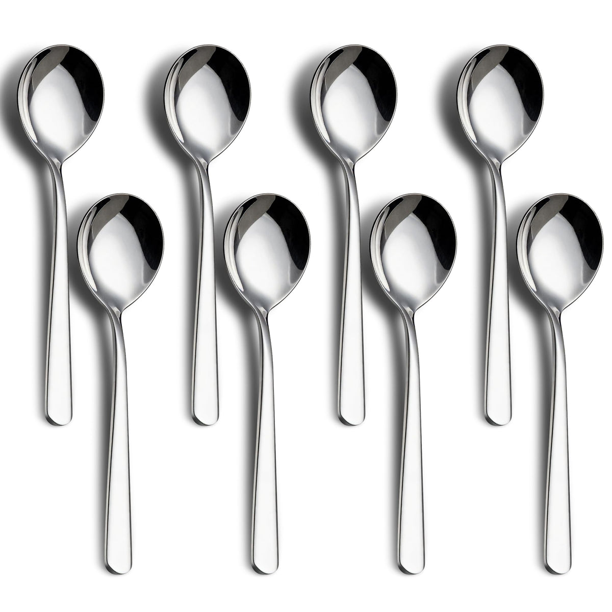 18/8 Soup Spoons, 304 Stainless Steel Spoons Set 8-Piece Heavy Duty Flatware Utensils for Soup Cereal Stew Friuts Dishwasher Safe Eco-Friendly Spoons