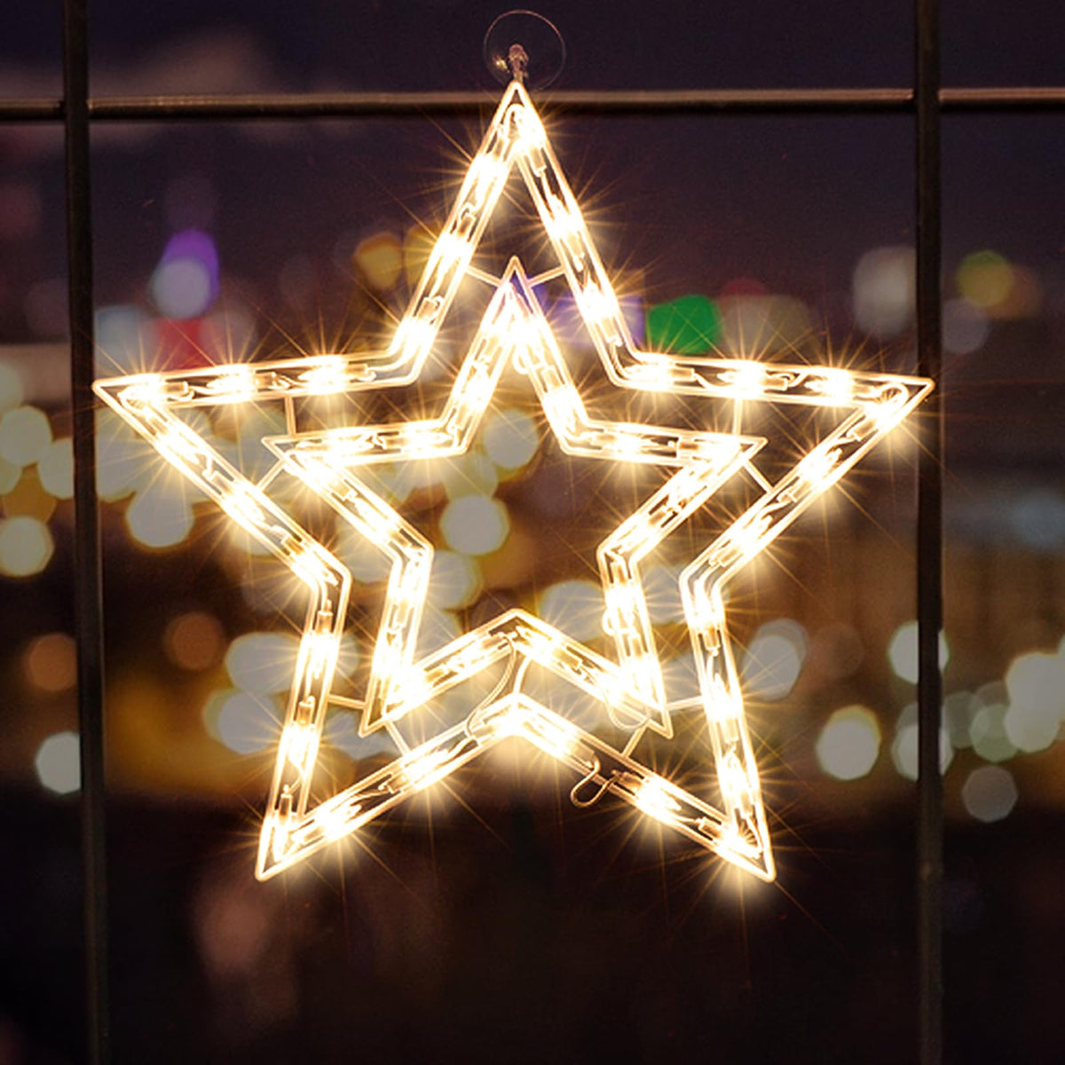 LAMPHOME 14Inch Christmas Star Light,Star Decoration Lights,Christmas Window Silhouette Lights,Double Side Sign Lamp Decoration for Holiday Indoor Wall Door Glass Decorations
