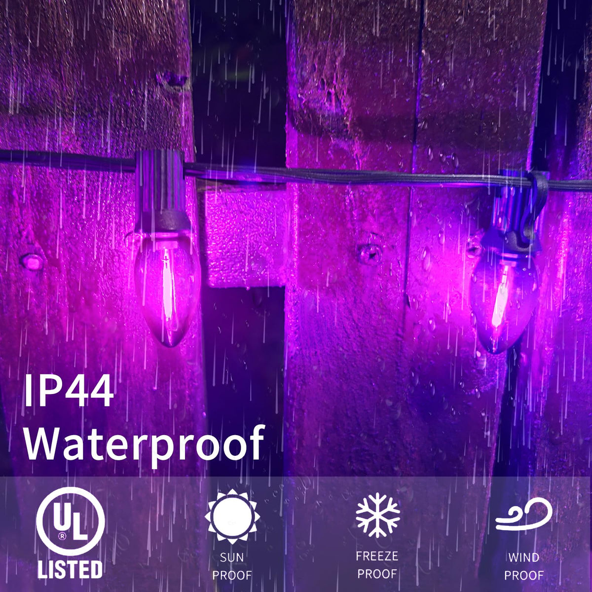CHYParty 10 Pack C7 Replacement Bulbs, Dark Purple LED Halloween Light Bulbs for Outdoor String Lights, Patio, Christmas Decor, E12 Candelabra Base, Waterproof, Energy-Saving