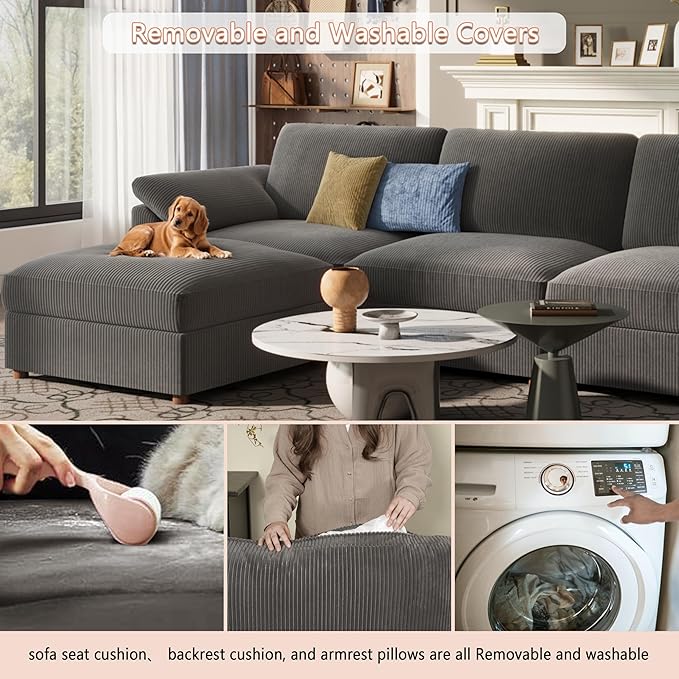 EASE MOOSE Oversized Sectional Modular Sofa, Large L Shape Sectional Couch Wide