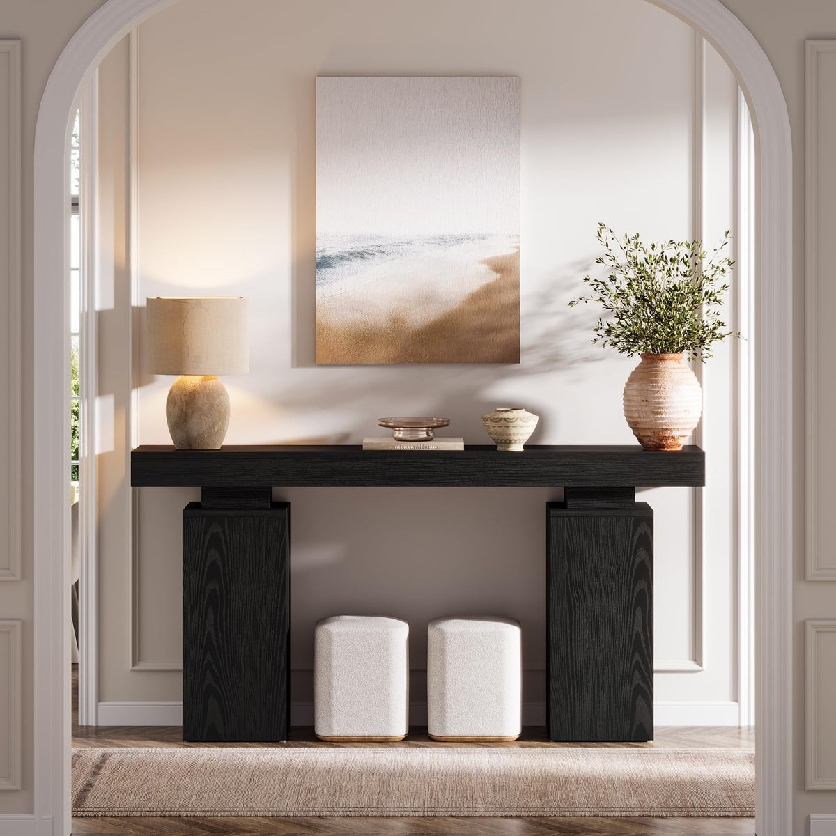 Tribesigns 63-Inch Long Console Table, Farmhouse Entryway Table Behind Couch, Wooden Foyer Stand Entry Station, Modern Hallway Accent Furniture for Living Room Decor, Entrance, Black