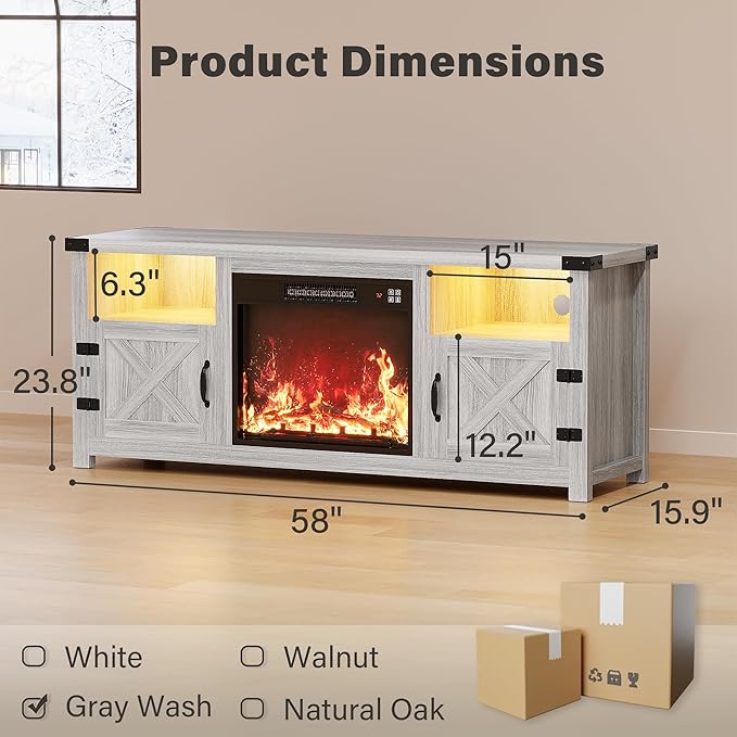 YESHOMY LED Fireplace TV Stand