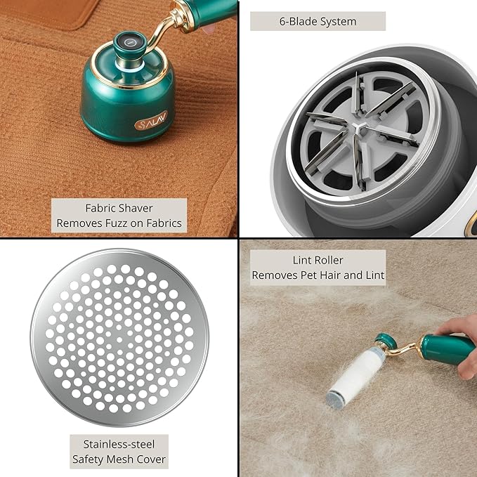 SALAV® Retro Edition Rechargeable Fabric Shaver and Lint Roller