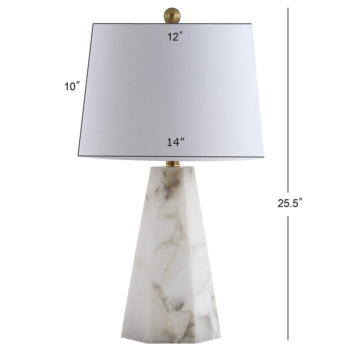 JONATHAN Y 25.5" Natural Alabaster/Brass Gold Modern Table Lamp for Bedroom, White Linen Shade, Contemporary Bedside Nightstand Lamp for Living Room, LED Bulb Included JYL6205A