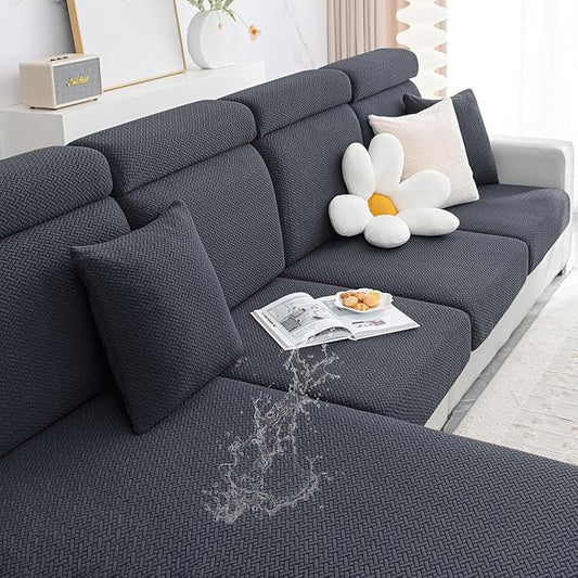 Smiry Waterproof Couch Cushion Covers, Stretch Jacquard Thick Sofa Cushion