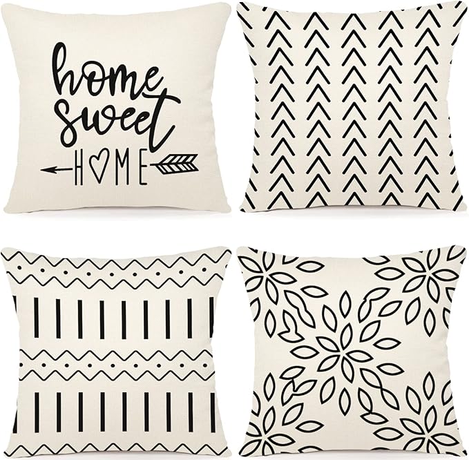 YCOLL Pillow Covers 16x16 Set of 4, Modern Sofa Throw Pillow Cover, Decorative