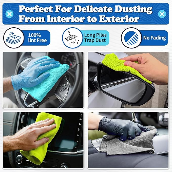 FIXSMITH Microfiber Cleaning Cloth, Shop Towels Bulk, 24 Pack Microfiber Towels