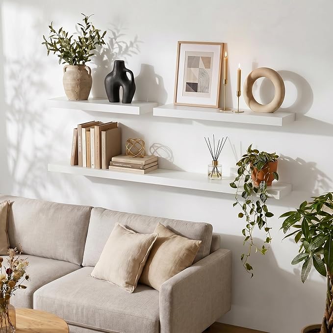 fuqing 20 Inch Floating Shelves | 6.7 Inch Deep White Shelves