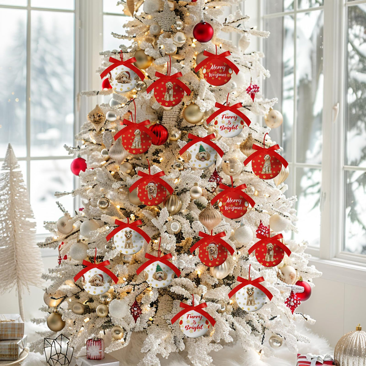 Golden Doodle Christmas Decor - Hanging Golden Doodle Ornaments Balls for Christmas Tree, Cute Decorations Ball 2.36 Inch for Xmas Tree Party Home Holiday，Xmas Gifts Set of 16Pcs