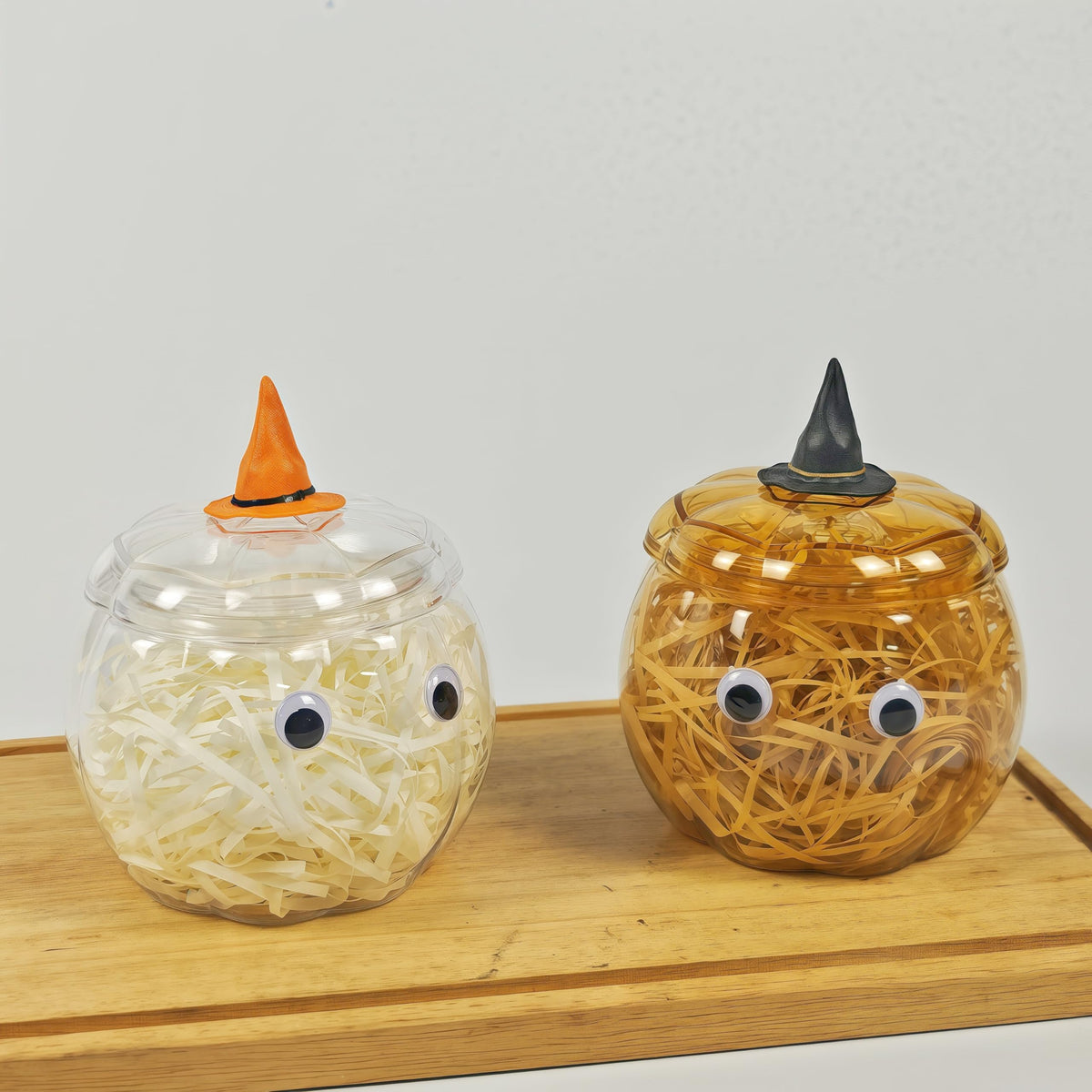 HANZE Large Pumpkin Container, Pumpkin Shaped Candy Toy Jar, Back To School, Teacher Appreciation Gift, Party Ornaments, Halloween, Thanksgiving，Christmas Decor Box - Clear + Orange