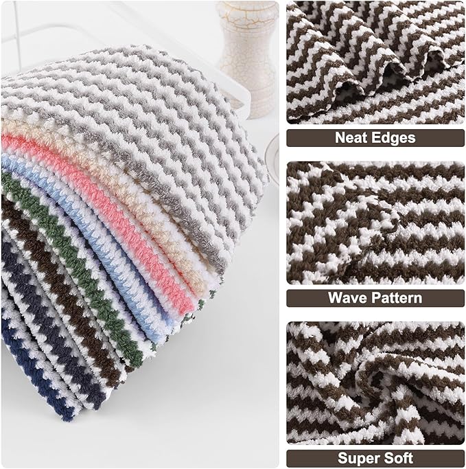 Homaxy 24 Pack Kitchen Dish Cloths, Ultra Soft and Absorbent Dish Towels