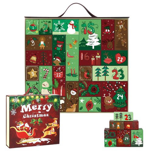 Christmas Advent Calendar 2025, Empty Advent Calendar to Till Yourself, 24 Days Christmas Countdown Advent Calendar, Reusable Xmas Gifts Boxes for Boys Girls Teens Adults