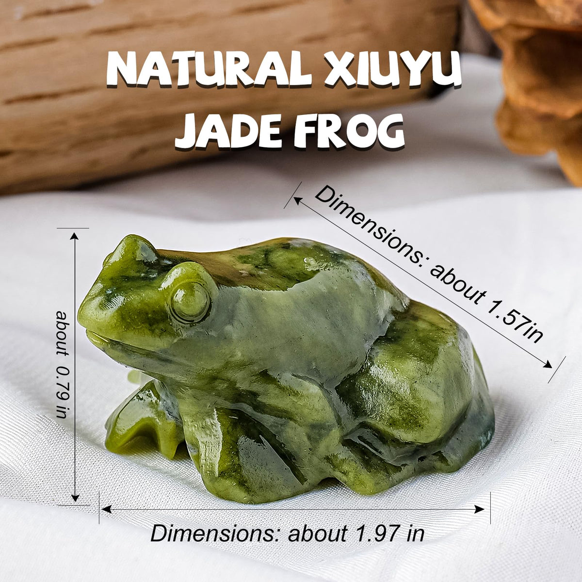 2 PCS Frog Natural Crystal Rough Stone Green Jade Frog Carving Piece Jade Frog Wealth-Attracting Ornament Crystal Handicraft Table Decoration Ornament (2-PCS)